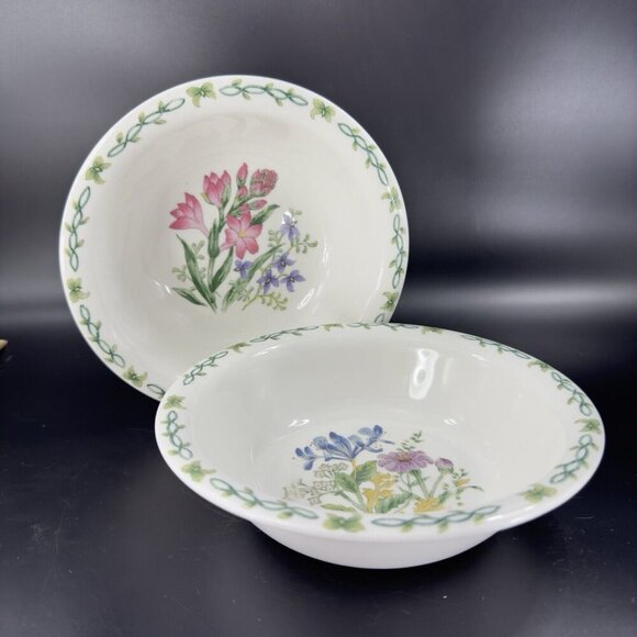 Thomson Pottery Floral Garden Set 2 Different Deep Dish Bowl Ceramic Set Bowls - Picture 16 of 16